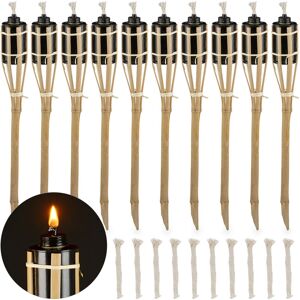Relaxdays - garden torches, pack of 10, oil lanterns, outdoor use, with replacement wicks, 50 cm high, natural bamboo Relaxdays - garden torches, pack of 10, oil lanterns, outdoor use, with replacement wicks, 50 cm high, natural bamboo