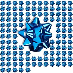 Relaxdays - Gift Bows Set of 100, Self-Adhesive, Decorative Bows for Christmas and Birthday Presents, ø 5 cm, Blue Relaxdays - Gift Bows Set of 100, Self-Adhesive, Decorative Bows for Christmas and Birthday Presents, ø 5 cm, Blue