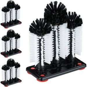 Relaxdays Glass Cleaner Brush, 4x Set, with Suction Cup, Gastronomy, Rinse, Scrub, HxWxD: 22 x 18.5 x 10 cm, Black/White Relaxdays Glass Cleaner Brush, 4x Set, with Suction Cup, Gastronomy, Rinse, Scrub, HxWxD: 22 x 18.5 x 10 cm, Black/White