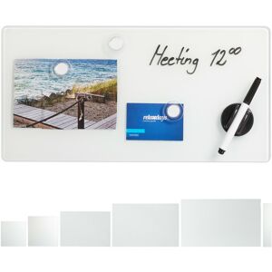 Relaxdays - Glass Magnetic Dry Erase Memo Board 20 x 40 cm, Writable, 3 Magnets, Safety Glass Magnet Board, White Relaxdays - Glass Magnetic Dry Erase Memo Board 20 x 40 cm, Writable, 3 Magnets, Safety Glass Magnet Board, White