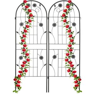 Relaxdays - Garden Trellis, Set of 2, HxW 150 x 50 cm, Metal, Support for Climbing Plants, Ground Stake, Rose Frame, Black Relaxdays - Garden Trellis, Set of 2, HxW 150 x 50 cm, Metal, Support for Climbing Plants, Ground Stake, Rose Frame, Black