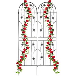 Relaxdays Garden Trellis, Set of 2, HxW 200 x 50 cm, Metal, Support for Climbing Plants, Ground Stake, Rose Frame, Black Relaxdays Garden Trellis, Set of 2, HxW 200 x 50 cm, Metal, Support for Climbing Plants, Ground Stake, Rose Frame, Black