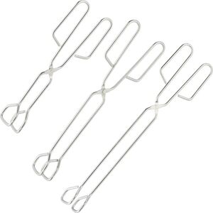 Relaxdays - Grill Tongs, 3x Set, Stainless Steel, for Meat, Shears for Barbecue & Kitchen, Lengths 24, 30 & 38 cm, Silver Relaxdays - Grill Tongs, 3x Set, Stainless Steel, for Meat, Shears for Barbecue & Kitchen, Lengths 24, 30 & 38 cm, Silver