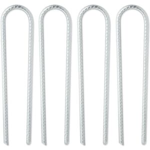 Relaxdays - Ground Anchor Set of 4, Hard Soil, Camping, Garden Stakes, Metal, u Shape, HxWxD: 30x7x1 cm, Durable, Silver Relaxdays - Ground Anchor Set of 4, Hard Soil, Camping, Garden Stakes, Metal, u Shape, HxWxD: 30x7x1 cm, Durable, Silver