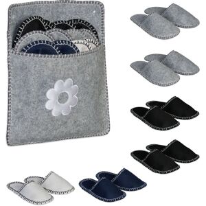 Relaxdays - Felt Guest Slippers, 6 Pairs, Indoor Shoe Set with Bag, Sizes eu 36-45, Anti-Slip Sole, Unisex, Multicoloured Relaxdays - Felt Guest Slippers, 6 Pairs, Indoor Shoe Set with Bag, Sizes eu 36-45, Anti-Slip Sole, Unisex, Multicoloured
