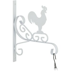 Relaxdays - Hanging Basket Bracket, Rooster Design, Wall-Mounted, 30 x 25.5 x 2 cm, Flower & Plant Pot Hanger, Iron, White Relaxdays - Hanging Basket Bracket, Rooster Design, Wall-Mounted, 30 x 25.5 x 2 cm, Flower & Plant Pot Hanger, Iron, White