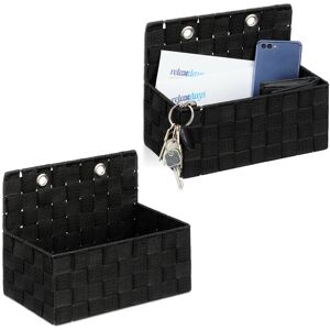 Relaxdays Set of 2 Hanging Storage Baskets, Bathroom Organiser Box, Hallway, Bedroom, Sorter HxWxD: 20x25x15 cm, Black Relaxdays Set of 2 Hanging Storage Baskets, Bathroom Organiser Box, Hallway, Bedroom, Sorter HxWxD: 20x25x15 cm, Black
