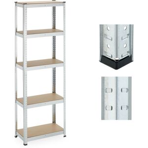 Relaxdays - Heavy Duty Shelving Unit, 5 Levels, h x w x d: 180 x 60 x 30 cm, 500 kg max Load, Metal, mdf, Silver Relaxdays - Heavy Duty Shelving Unit, 5 Levels, h x w x d: 180 x 60 x 30 cm, 500 kg max Load, Metal, mdf, Silver