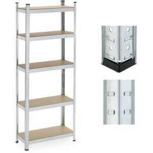 Relaxdays - Heavy Duty Shelving Unit, 5 Levels, h x w x d: 180 x 70 x 30 cm, 500 kg max Load, Metal, mdf, Silver Relaxdays - Heavy Duty Shelving Unit, 5 Levels, h x w x d: 180 x 70 x 30 cm, 500 kg max Load, Metal, mdf, Silver