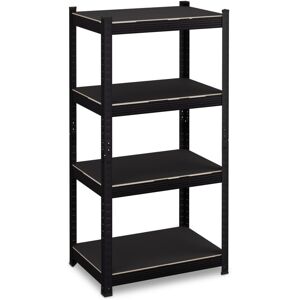 Relaxdays - Heavy-Duty Shelving Unit, hwd 120 x 60 x 40 cm, 1000kg, 4 Shelves, Steel, Storage for Garage, Click-fit, Black Relaxdays - Heavy-Duty Shelving Unit, hwd 120 x 60 x 40 cm, 1000kg, 4 Shelves, Steel, Storage for Garage, Click-fit, Black