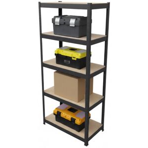 Relaxdays heavy-duty shelving unit, HxWxD 180x60x30 cm, 500 kg capacity, 5 shelves, black Relaxdays heavy-duty shelving unit, HxWxD 180x60x30 cm, 500 kg capacity, 5 shelves, black