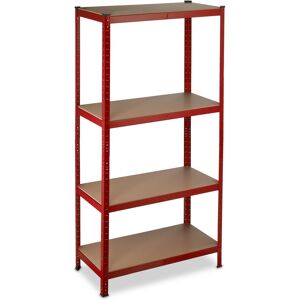 Heavy Duty Shelving Unit, Max. Load 700 kg, 150x70x30 cm, 4 Shelves, Garage & Warehouse Storage, Steel, Red - Relaxdays Heavy Duty Shelving Unit, Max. Load 700 kg, 150x70x30 cm, 4 Shelves, Garage & Warehouse Storage, Steel, Red - Relaxdays