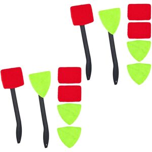 Relaxdays Interior Car Windscreen Cleaner, Set of 4, Window Glass Cleaning Tools, Handle, 12 Microfiber Covers, Black Relaxdays Interior Car Windscreen Cleaner, Set of 4, Window Glass Cleaning Tools, Handle, 12 Microfiber Covers, Black