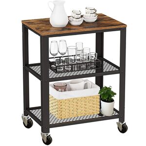 Relaxdays kitchen trolley 3 shelves, wood-effect, castors, kitchen & home office, HxWxD 77.5x60x40 cm, metal brown-black Relaxdays kitchen trolley 3 shelves, wood-effect, castors, kitchen & home office, HxWxD 77.5x60x40 cm, metal brown-black