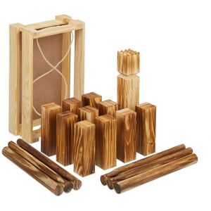 Relaxdays - kubb Viking game, 21 wooden pawns, outdoor fun, camping, for adults and children, topple and throw, brown Relaxdays - kubb Viking game, 21 wooden pawns, outdoor fun, camping, for adults and children, topple and throw, brown