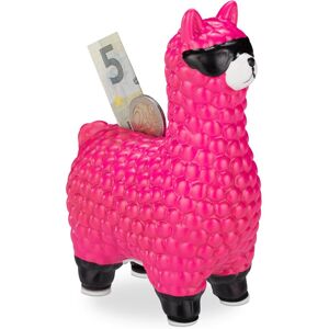 Relaxdays - Set of 4 Lama with Sunglasses Savings Banks, Great Gift and Decoration, Ceramic Piggy Bank, 15.5x11x6cm, Pink Relaxdays - Set of 4 Lama with Sunglasses Savings Banks, Great Gift and Decoration, Ceramic Piggy Bank, 15.5x11x6cm, Pink