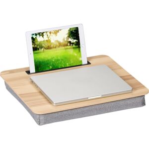 Relaxdays Laptop Bed Tray with Cushion, for Up to 17" Notebooks, Tablet Desk for Sofa with Mobile Phone Holder, Natural Relaxdays Laptop Bed Tray with Cushion, for Up to 17" Notebooks, Tablet Desk for Sofa with Mobile Phone Holder, Natural