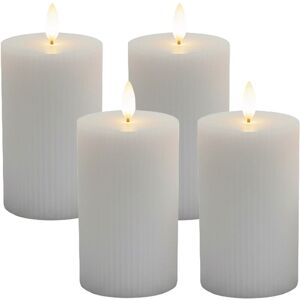 Relaxdays LED pillar candles, set of 4, HxD: 13 x 7.5 cm, flickering flame, real wax, grooves, light grey Relaxdays LED pillar candles, set of 4, HxD: 13 x 7.5 cm, flickering flame, real wax, grooves, light grey