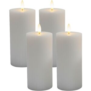 Relaxdays LED candles, set of 4, HxD: 18 x 7.5 cm, flickering flame, real wax, ribbed, flameless, light grey Relaxdays LED candles, set of 4, HxD: 18 x 7.5 cm, flickering flame, real wax, ribbed, flameless, light grey