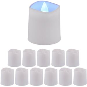 Relaxdays - led Candles, Set of 12, Cold White Faux Candles, HxWxD: 4.5 x 4 x 4 cm, Electric, Flameless Tea Lights, White Relaxdays - led Candles, Set of 12, Cold White Faux Candles, HxWxD: 4.5 x 4 x 4 cm, Electric, Flameless Tea Lights, White