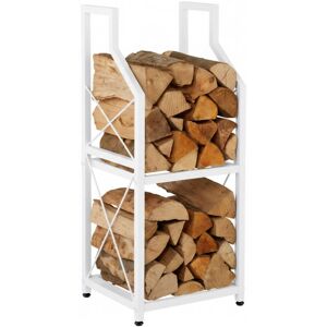 Relaxdays Log Storage Rack, 2 Tiers, Metal, HxWxD: 81.5 x 34.5 x 30.5 cm, Indoor Firewood Holder, White Relaxdays Log Storage Rack, 2 Tiers, Metal, HxWxD: 81.5 x 34.5 x 30.5 cm, Indoor Firewood Holder, White