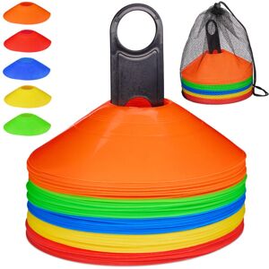 Relaxdays Marking Cones for Football, Set of 50, in 5 Colours, Holder & Carrying Bag, HWD: 5 x 19 x 19 cm, PE, Colourful Relaxdays Marking Cones for Football, Set of 50, in 5 Colours, Holder & Carrying Bag, HWD: 5 x 19 x 19 cm, PE, Colourful