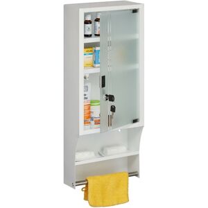 Medicine Cabinet, Glass Door, Lockable, 4 Compartments, 65 x 27 x 12 cm, for Medication, Wall Mounted, White - Relaxdays Medicine Cabinet, Glass Door, Lockable, 4 Compartments, 65 x 27 x 12 cm, for Medication, Wall Mounted, White - Relaxdays