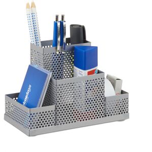 Relaxdays Metal Mesh Desk Organizer, Office Pen Holder, Stationery Supply Rack, H x W x D: 11x16x8 cm, Silver Relaxdays Metal Mesh Desk Organizer, Office Pen Holder, Stationery Supply Rack, H x W x D: 11x16x8 cm, Silver
