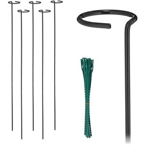 Relaxdays Plant Supports, Set of 6, Metal Climbing Rods with Ring, Garden Stakes with Ties, Creepers, 80 cm Long, Black Relaxdays Plant Supports, Set of 6, Metal Climbing Rods with Ring, Garden Stakes with Ties, Creepers, 80 cm Long, Black