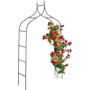 Relaxdays - Metal Rose Arch, Garden Arbour, HxWxD: 260 x 140 x 38 cm, Archway, Climbing Support for Plants, Black Relaxdays - Metal Rose Arch, Garden Arbour, HxWxD: 260 x 140 x 38 cm, Archway, Climbing Support for Plants, Black