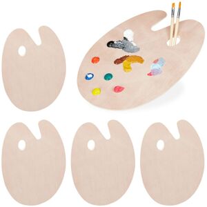 Set of 5 Relaxdays Mixing Palettes Wood, Paint Tray With Thumbhole, For Acrylics & Watercolours, Natural, Size L Set of 5 Relaxdays Mixing Palettes Wood, Paint Tray With Thumbhole, For Acrylics & Watercolours, Natural, Size L