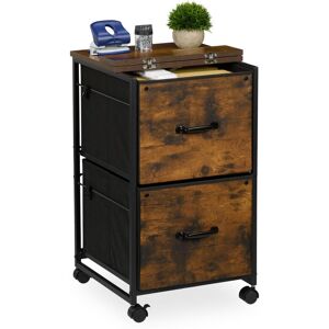 Relaxdays - Mobile Filing Cabinet, 2 Drawers with Suspension Files, Industrial Design, 68x40x40 cm, Office, Brown/Black Relaxdays - Mobile Filing Cabinet, 2 Drawers with Suspension Files, Industrial Design, 68x40x40 cm, Office, Brown/Black
