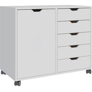 Relaxdays mobile roll cabinet, 5 drawers & 2 shelves, HWD: 65x78x40 cm, office storage, filing cabinet on wheels, white Relaxdays mobile roll cabinet, 5 drawers & 2 shelves, HWD: 65x78x40 cm, office storage, filing cabinet on wheels, white