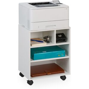 Relaxdays - Mobile Filing Cabinet, 4 Compartments, Office Storage, Printer Stand on Wheels, hwd: 49 x 40 x 30 cm, White Relaxdays - Mobile Filing Cabinet, 4 Compartments, Office Storage, Printer Stand on Wheels, hwd: 49 x 40 x 30 cm, White