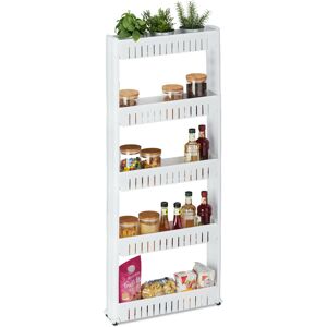 Niche Trolley, 5 Shelves, Narrow Shelf for Bathroom & Kitchen, 131x12.5x54 cm, Rolling Storage Plastic, White - Relaxdays Niche Trolley, 5 Shelves, Narrow Shelf for Bathroom & Kitchen, 131x12.5x54 cm, Rolling Storage Plastic, White - Relaxdays