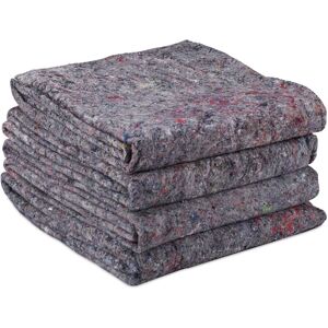 Relaxdays - Furniture Moving Van Removal Packing Transit Fabric Blankets, Set of 4, for Transport, HxW 150 x 200 cm, Grey Relaxdays - Furniture Moving Van Removal Packing Transit Fabric Blankets, Set of 4, for Transport, HxW 150 x 200 cm, Grey