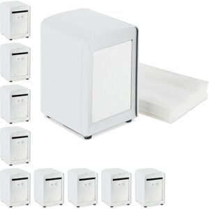 Set of 10 Relaxdays Napkin Dispensers Retro, Small Paper Serviettes, For Cafe, Bistro etc, HWD: 15x9.5x11, White Set of 10 Relaxdays Napkin Dispensers Retro, Small Paper Serviettes, For Cafe, Bistro etc, HWD: 15x9.5x11, White