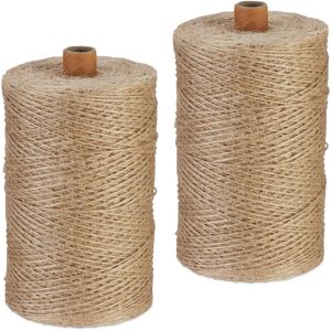 Relaxdays Natural Rope, 2x Set, Jute, Plant, Twine, Handicraft, Garden Decorations, Hessian Thread, 1mm Thick, 500m Long Relaxdays Natural Rope, 2x Set, Jute, Plant, Twine, Handicraft, Garden Decorations, Hessian Thread, 1mm Thick, 500m Long
