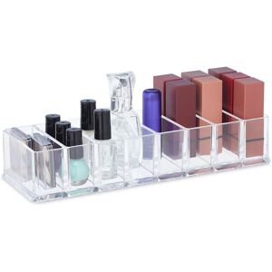 Relaxdays Plastic Organiser Box, Open, Acrylic, Makeup, Office, Storage, 8 Compartments, HxWxD: 5x25.5x9cm, Transparent Relaxdays Plastic Organiser Box, Open, Acrylic, Makeup, Office, Storage, 8 Compartments, HxWxD: 5x25.5x9cm, Transparent