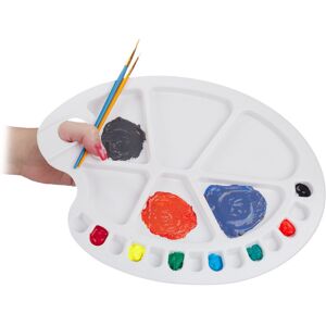 Relaxdays - Set of 4 Paint Mixing Palettes, Artist Palette With Thumb Hole, Beginners & Professionals, 20 Wells, Plastic Relaxdays - Set of 4 Paint Mixing Palettes, Artist Palette With Thumb Hole, Beginners & Professionals, 20 Wells, Plastic