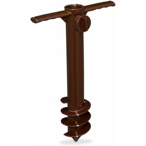 Relaxdays - Parasol Screw with Handle, Garden & Beach, Stable Fix, Spike for Twisting in, Plastic, 37.5x23.5 x7.5cm, Brown Relaxdays - Parasol Screw with Handle, Garden & Beach, Stable Fix, Spike for Twisting in, Plastic, 37.5x23.5 x7.5cm, Brown