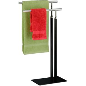 Relaxdays - Free-Standing Towel Rack, 2 Rails, HxWxD 78 x 44 x 20 cm, Bathroom Stand, Clothes Valet, Steel, Black/Silver Relaxdays - Free-Standing Towel Rack, 2 Rails, HxWxD 78 x 44 x 20 cm, Bathroom Stand, Clothes Valet, Steel, Black/Silver