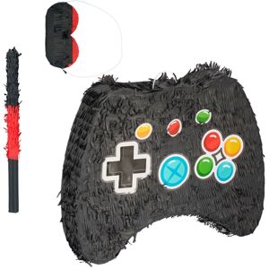 Relaxdays - Piñata with Accessories, Controller Design, Hanging, for Boys & Girls, incl. Stick & Mask, Unfilled, Colourful Relaxdays - Piñata with Accessories, Controller Design, Hanging, for Boys & Girls, incl. Stick & Mask, Unfilled, Colourful