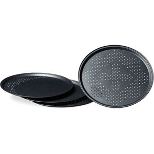 Relaxdays - Pizza Tray, Set of 4, ø 29cm, Perforated Trays for Pizza & Tarte Flambée, Steel, Non-stick Coating, Grey Relaxdays - Pizza Tray, Set of 4, ø 29cm, Perforated Trays for Pizza & Tarte Flambée, Steel, Non-stick Coating, Grey