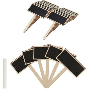 Relaxdays - Plant Labels With Blackboard & Stick, Pack of 24, Flower & Herb Pots Labelling Tags, HxW 14x9cm, Wood, Natural Relaxdays - Plant Labels With Blackboard & Stick, Pack of 24, Flower & Herb Pots Labelling Tags, HxW 14x9cm, Wood, Natural
