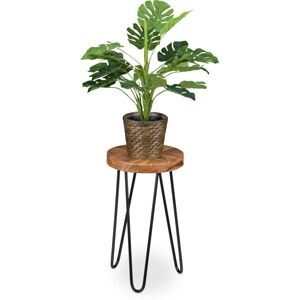 Relaxdays - Plant Stand, Acacia Wood, Round, for Flower Pots, Planters, Retro Design, hwd: 42 x 25 x 25 cm, Brown/Black Relaxdays - Plant Stand, Acacia Wood, Round, for Flower Pots, Planters, Retro Design, hwd: 42 x 25 x 25 cm, Brown/Black