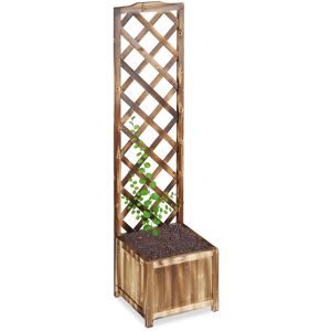Relaxdays Planter Box with Trellis, Weatherproof, Wooden, Balcony, Garden Bed, Wine, 147 cm Lattice, Flamed Relaxdays Planter Box with Trellis, Weatherproof, Wooden, Balcony, Garden Bed, Wine, 147 cm Lattice, Flamed