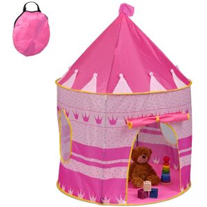 Play Tent, for Children, Princess Castle, Indoor, hwd: 135 x 100 x 100 cm, with Hook & Loop Fastener, Pink - Relaxdays Play Tent, for Children, Princess Castle, Indoor, hwd: 135 x 100 x 100 cm, with Hook & Loop Fastener, Pink - Relaxdays