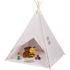 Relaxdays Children's Play Tent, Tipi for Kids, Teepee with Floor Mat, Wigwam, Playroom, HWD: 158 x 125 x 125 cm, Beige Relaxdays Children's Play Tent, Tipi for Kids, Teepee with Floor Mat, Wigwam, Playroom, HWD: 158 x 125 x 125 cm, Beige