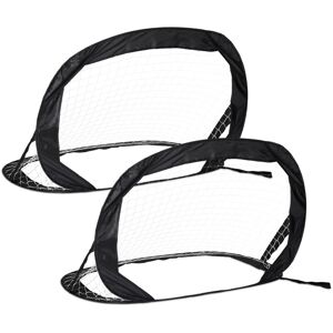 Relaxdays - 2x Pop-up Football Gate, Goals, Soccer Practice, Sport Equipment, Kids & Adults, hwd: 80 x 120 x 85 cm, Black Relaxdays - 2x Pop-up Football Gate, Goals, Soccer Practice, Sport Equipment, Kids & Adults, hwd: 80 x 120 x 85 cm, Black